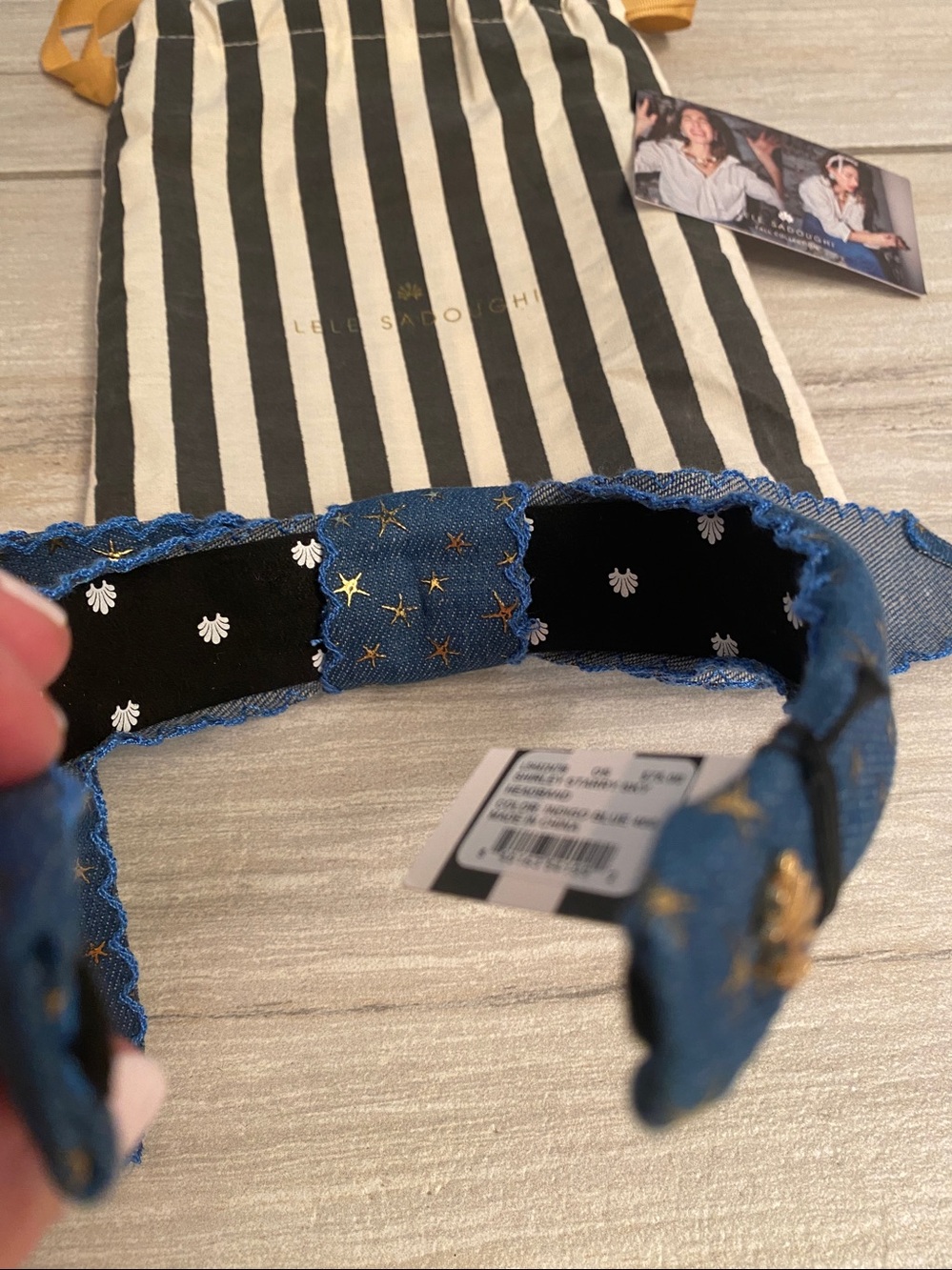 NWT Lele Sadoughi Shirley Starry Sky Headband Indigo blue - Picture 5 of 5